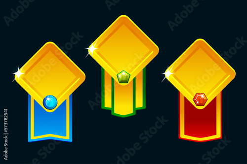 Rewards bonus UI icons in rhombus shape. Level up icon.Element for mobile game or web apps. Graphical 2D element for UI and GUI.
