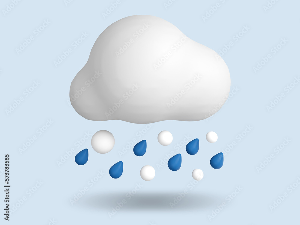 Rainy and snowy 3D Weather icon. 3D render illustration.
Rainy and snowy 3D Weather icon. 3D render illustration.