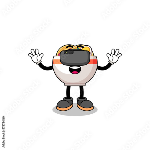 Illustration of noodle bowl with a vr headset