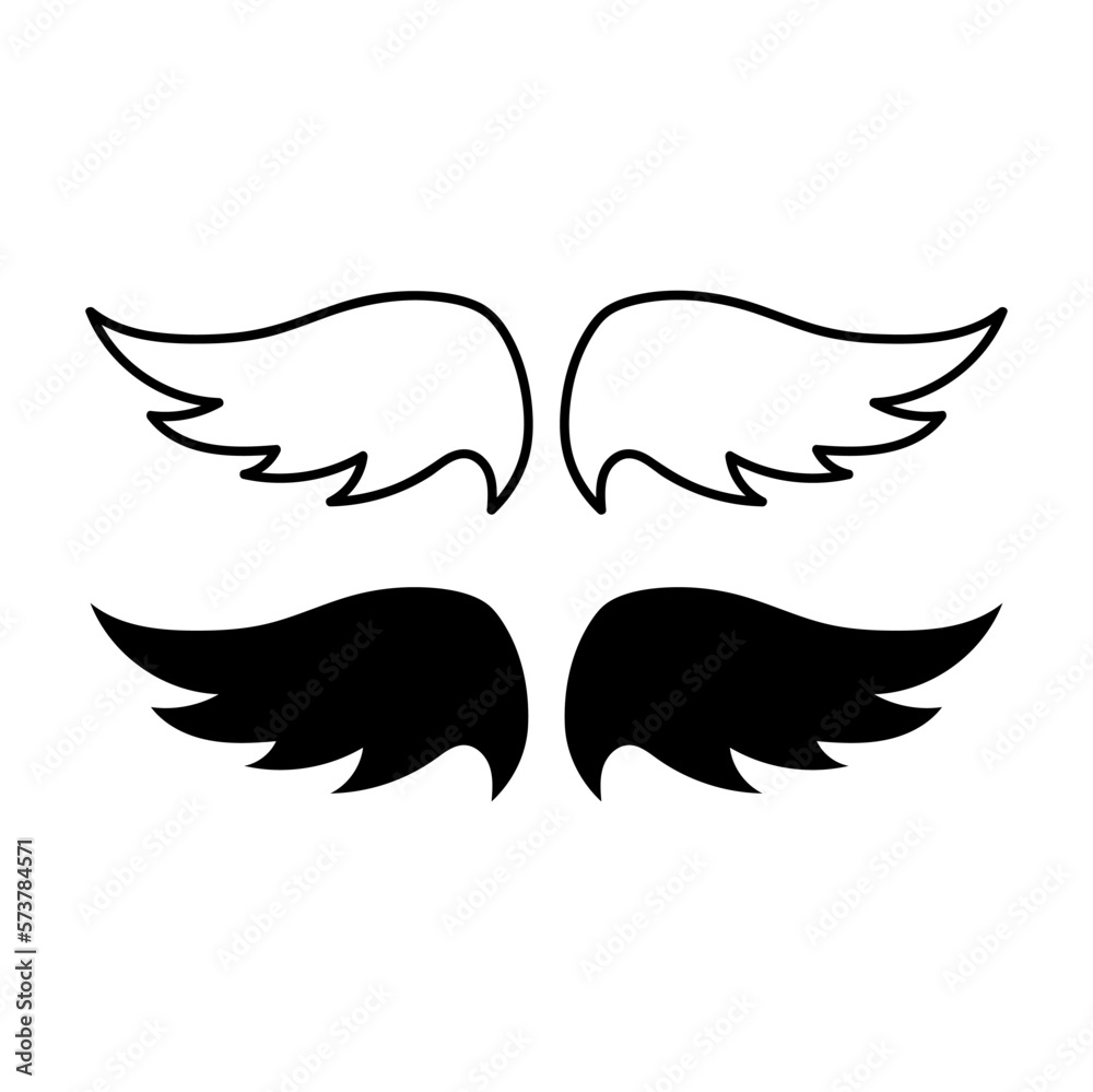 doodle wing. Hand drawn sketch style wing. Bird feather, angel concept vector illustration. Pencil line drawing doodle wing. Hand drawn sketch style wing. Bird feather, angel concept vector illustration. Pencil line drawing