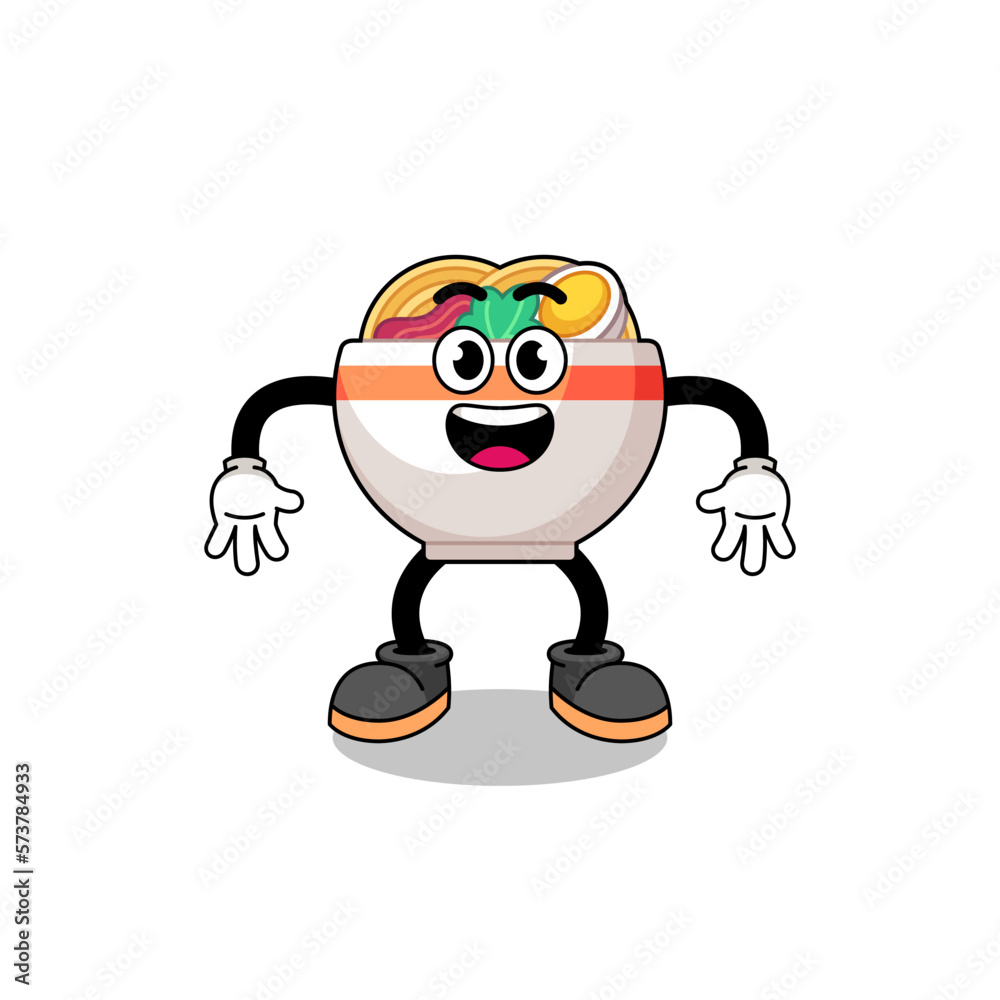 Obraz premium noodle bowl cartoon with surprised gesture