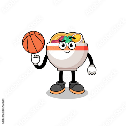 noodle bowl illustration as a basketball player