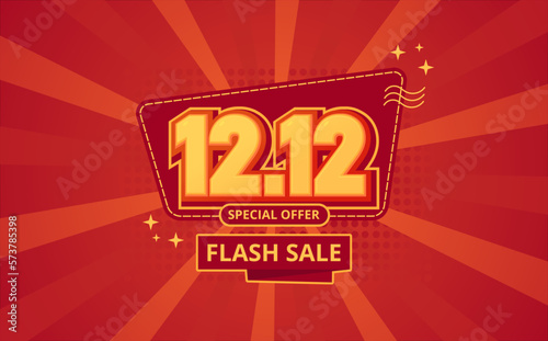12.12 Shopping day sale, special offer or flash sale banner background for business retail promotion vector illustration
