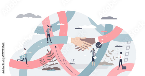 Networking as information exchange for common business tiny person concept, transparent background. Community with contact interaction, support, help and partnership for work tasks illustration.