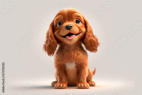 Cocker Spaniel dog on a white background. Adorable fluffy animal. Generated by generative AI. 