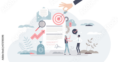 Procurement occupation with demand supply monitoring tiny person concept, transparent background. Supplier communication, prices analysis and product purchase control illustration.
