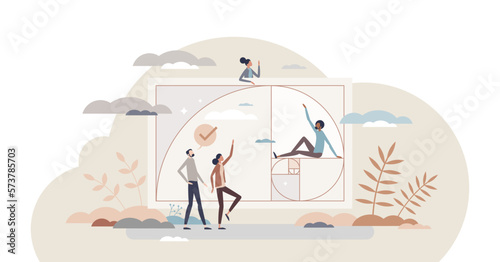 Aesthetics as beautiful shape or figure with golden ratio tiny person concept, transparent background.Elegant formation with scale balance and symmetry illustration.