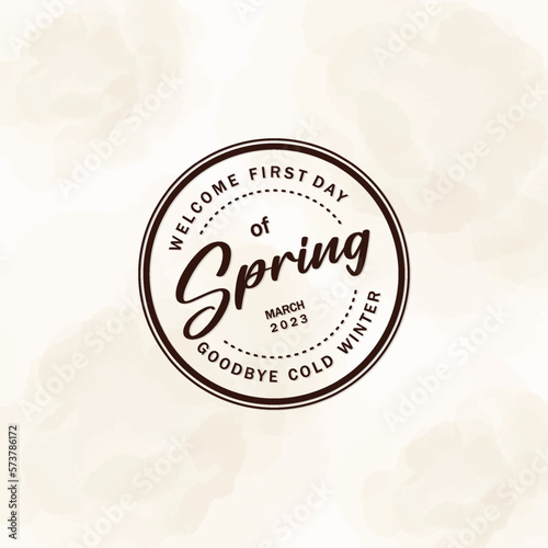 Spring Typography Background in Vintage Style,modern watercolor vector illustration 