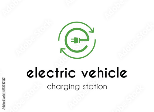 Electrical charging station logo design template.