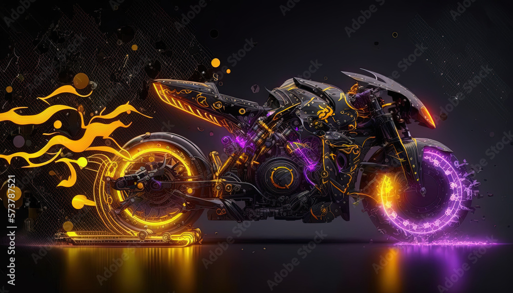 Cyberpunk-style motorcycle desktop background