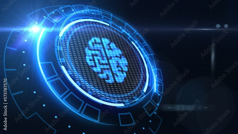 Artificial intelligence (AI), machine learning and modern computer technologies concepts. Business, Technology, Internet and network concept.