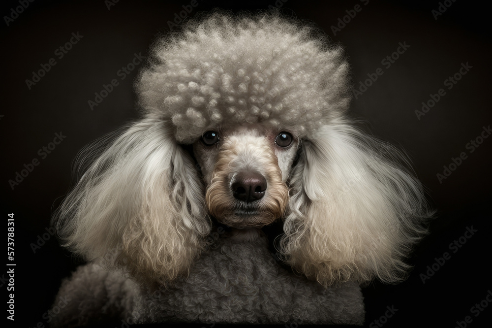 Dirty Poodle Portrait Close Up of Face. Created by Generative AI Dirty Poodle Portrait Close Up of Face. Created by Generative AI