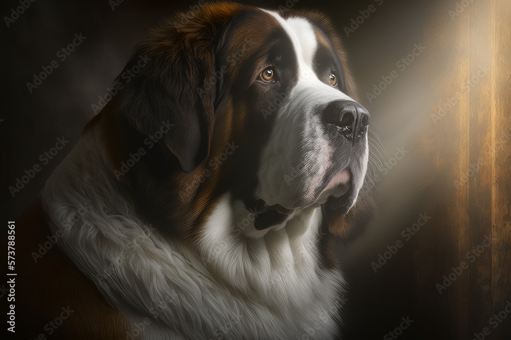 St. Bernard Portrait. Created by Generative AI St. Bernard Portrait. Created by Generative AI