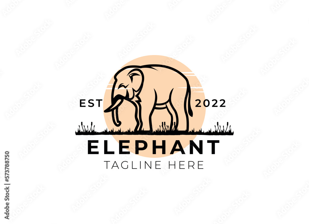 Elephant logo design template. Simple elephant logo