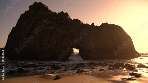 Big Sur Pfeiffer Beach Keyhole Arch Sunset California USA