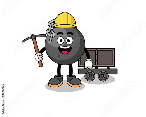 Mascot Illustration of wrecking ball miner
