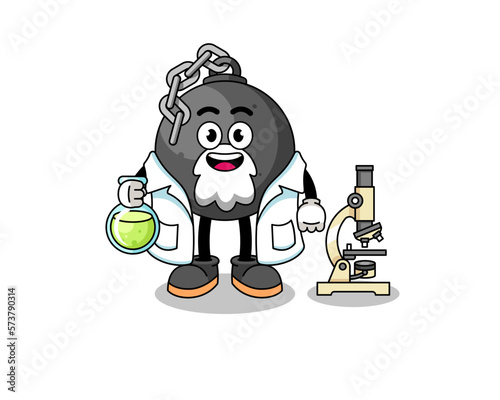 Mascot of wrecking ball as a scientist