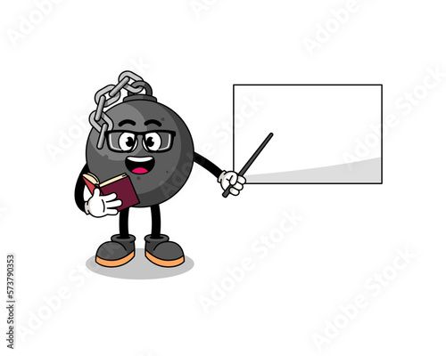 Mascot cartoon of wrecking ball teacher