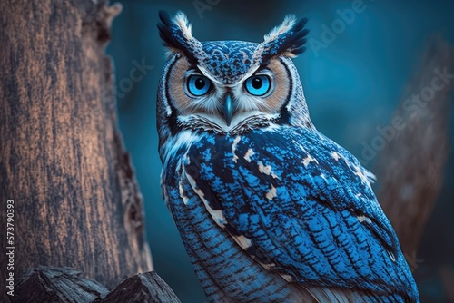 Staring back at you is a Great Horned Owl. Generative AI photo