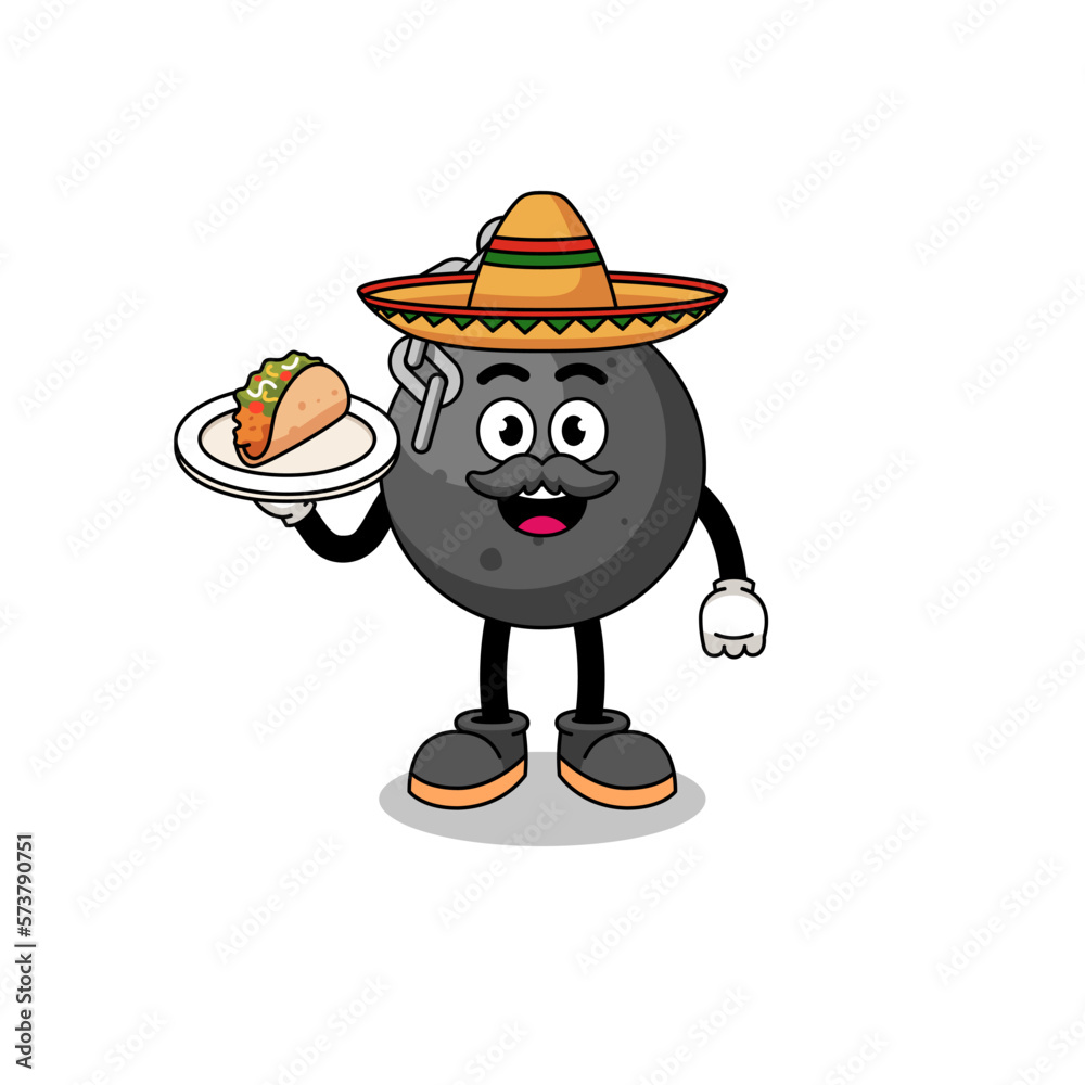 Character cartoon of wrecking ball as a mexican chef Character cartoon of wrecking ball as a mexican chef