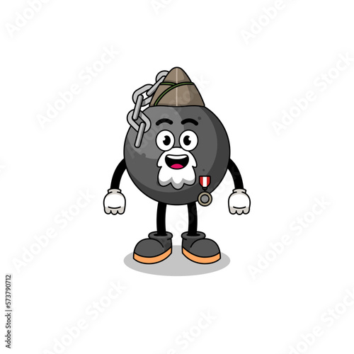 Character cartoon of wrecking ball as a veteran