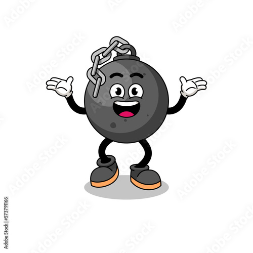 wrecking ball cartoon searching with happy gesture