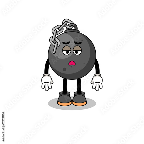wrecking ball cartoon with fatigue gesture
