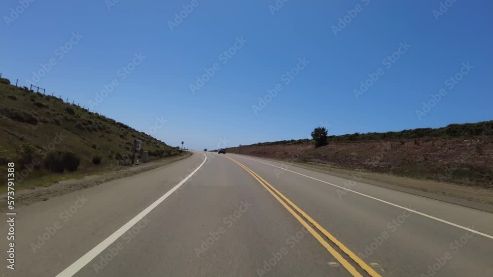 Big Sur Pacific Coast Highway Northbound 2 San Simeon to Ragged Point 08 Rear View Multi Camera Driving Plate California USA