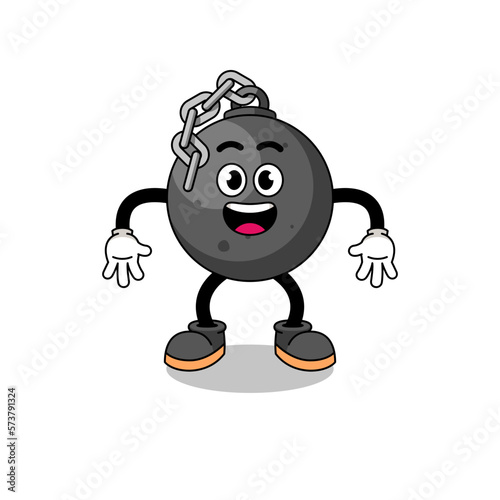 wrecking ball cartoon with surprised gesture
