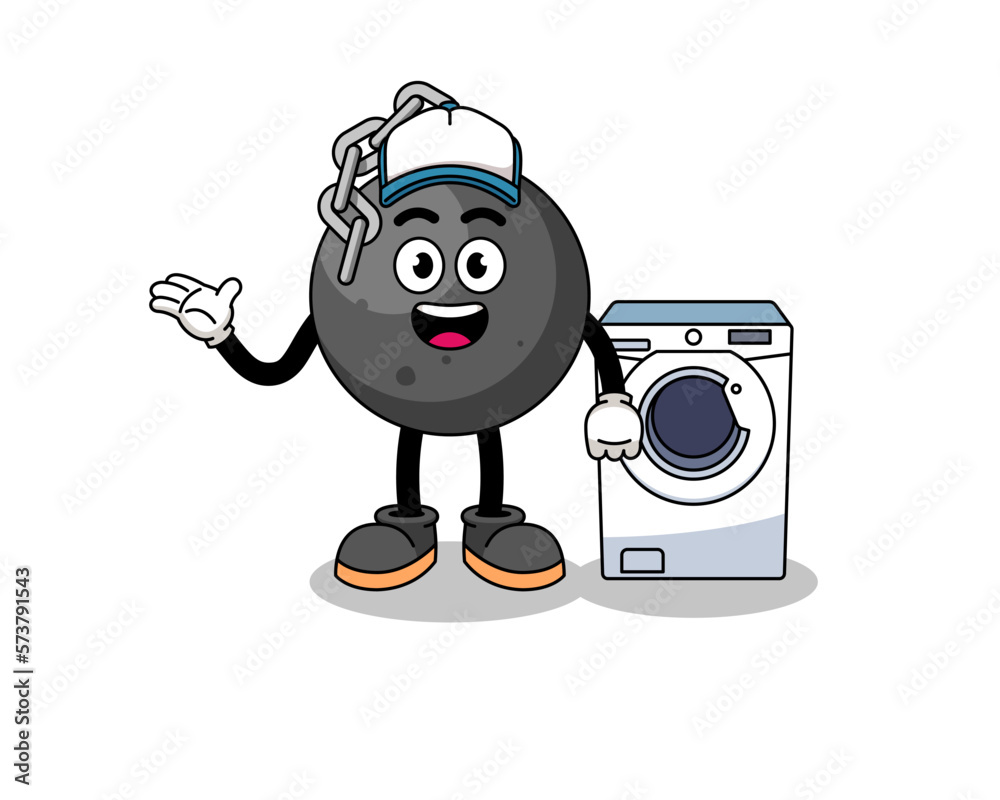 wrecking ball illustration as a laundry man