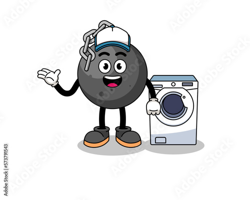 wrecking ball illustration as a laundry man