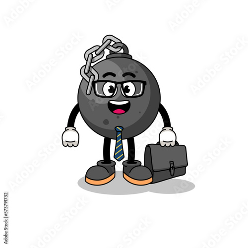 wrecking ball mascot as a businessman