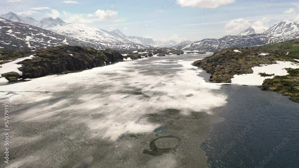 Aerial landscape, mountains in North America ( Canada Alaska border near Skagway). Melting snow, spring summer seasons Aerial landscape, mountains in North America ( Canada Alaska border near Skagway). Melting snow, spring summer seasons