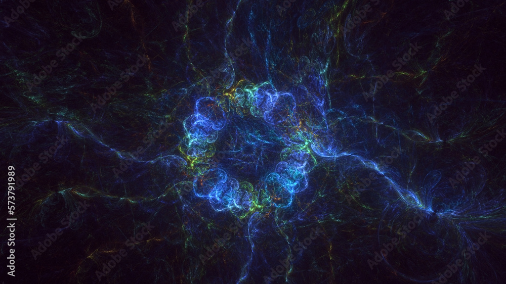 Obraz premium 3D rendering abstract blue fractal light background