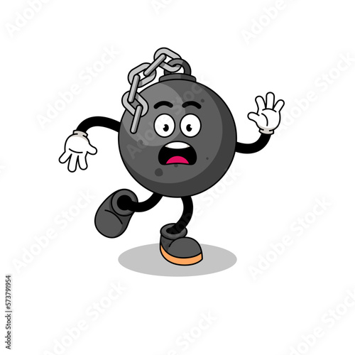 slipping wrecking ball mascot illustration