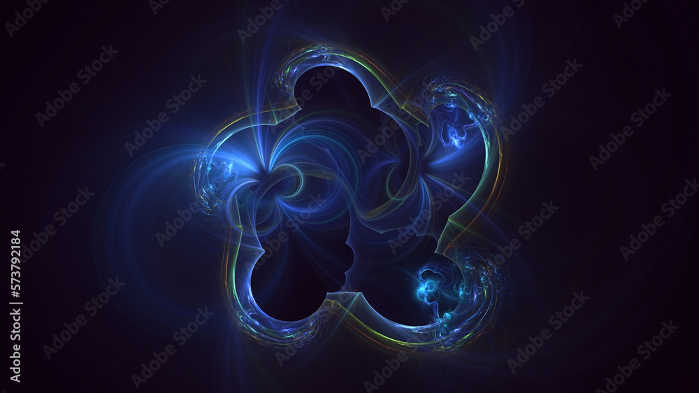 3D rendering abstract blue fractal light background