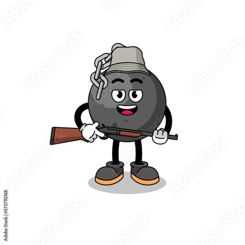 Cartoon Illustration of wrecking ball hunter