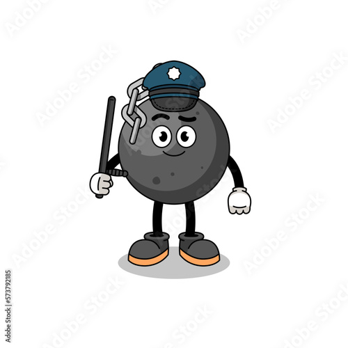 Cartoon Illustration of wrecking ball police
