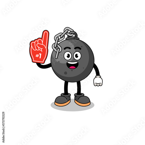 Cartoon mascot of wrecking ball number 1 fans