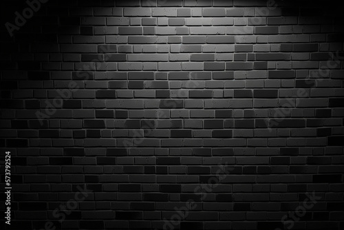 Black brick wall panoramic background. black brick wall texture for background. website or brickwork for design. wide panoramic backdrop. black brick wall, dark background for design. 