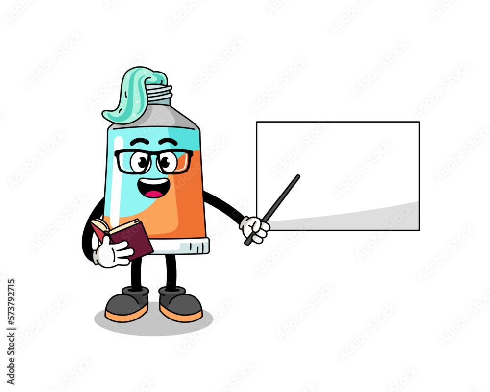 Mascot cartoon of toothpaste teacher