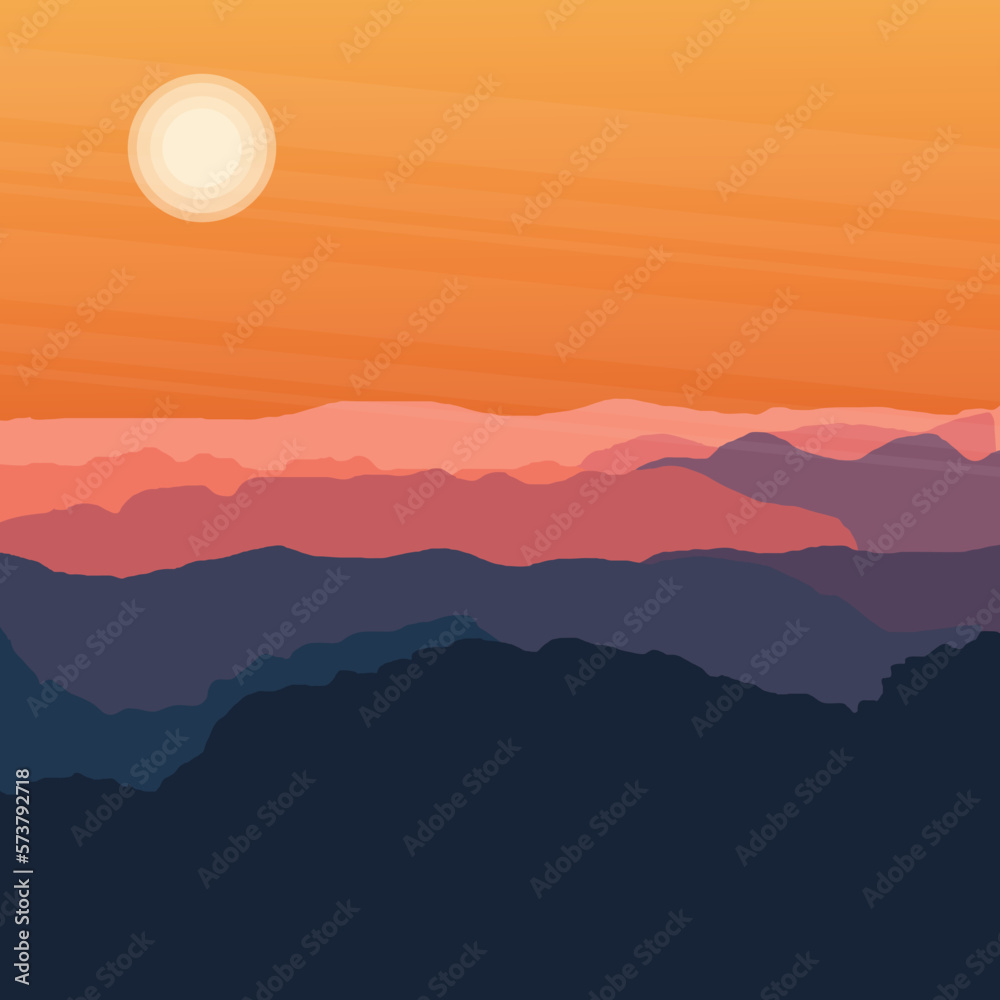 summer Sunset vector background illustration