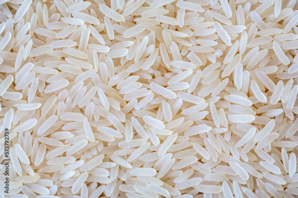 White rice grains texture background, top view, Oryza sativa, macro White rice grains texture background, top view, Oryza sativa, macro