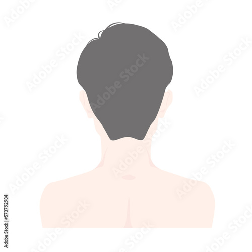 男性の後頭部（正面・主線なし）