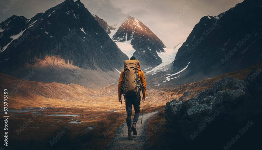 Fototapeta premium Backpacker, Generative AI, Illustration