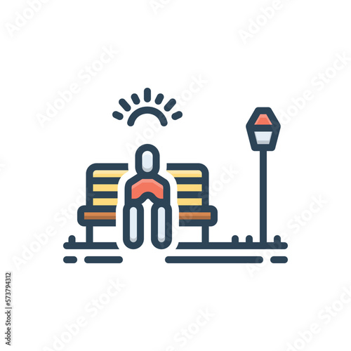 Color illustration icon for alone
