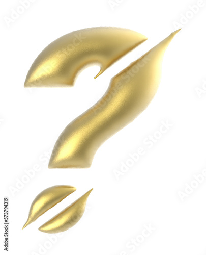 Question mark symbol golden edge sliced text isolated - 3d rendering