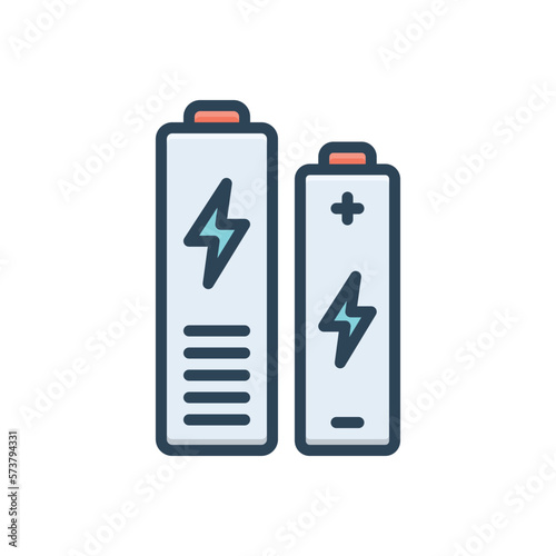 Color illustration icon for batteries