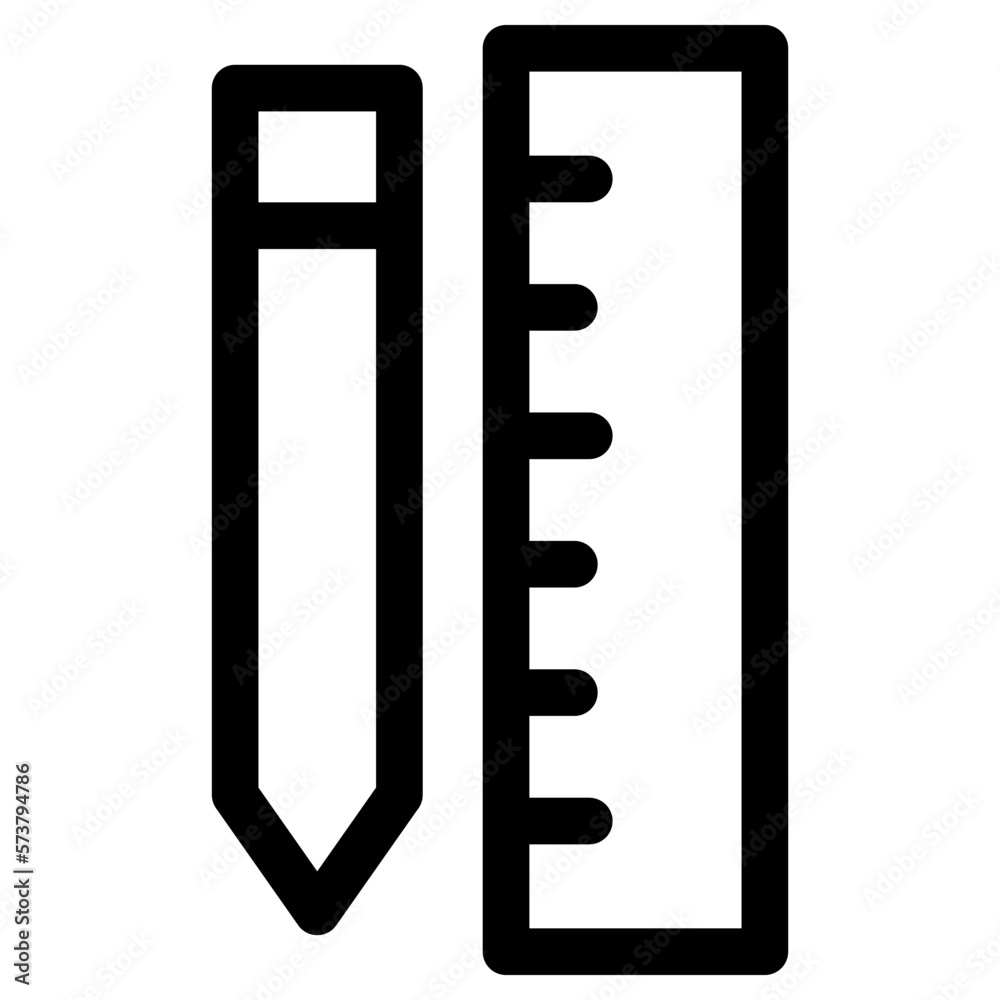 pencil and ruler icon or logo isolated sign symbol vector illustration - high quality black style vector icons
