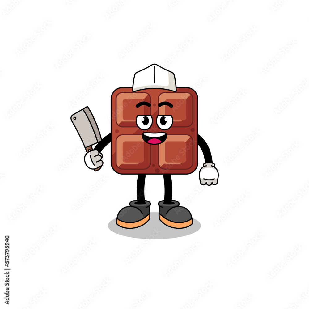 Mascot of chocolate bar as a butcher Mascot of chocolate bar as a butcher